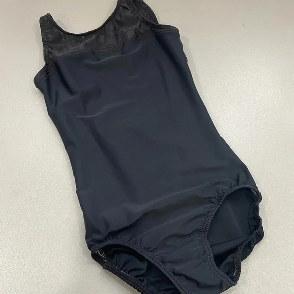 LeosByKat “Maren” Style Black Leotard with Floral Black on Black Size Small - Picture 1 of 10